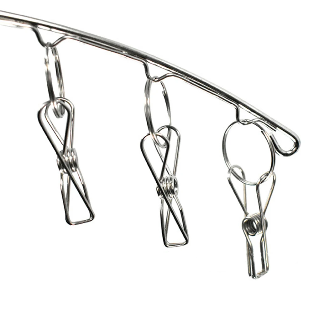 

Stainless Steel Laundry Hanger Drying Rack Windproof Clothespin Hook Sock Organizer Space Saving Multi Functional Arc Design