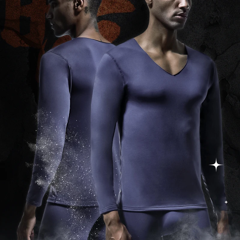 1 Stück nahtloses Thermo-Unterhemd für Herren – V-Ausschnitt, mit Fleece gefüttert, warme Basisschicht, schmal geschnittenes, dünnes Baumwollhemd für den Winter