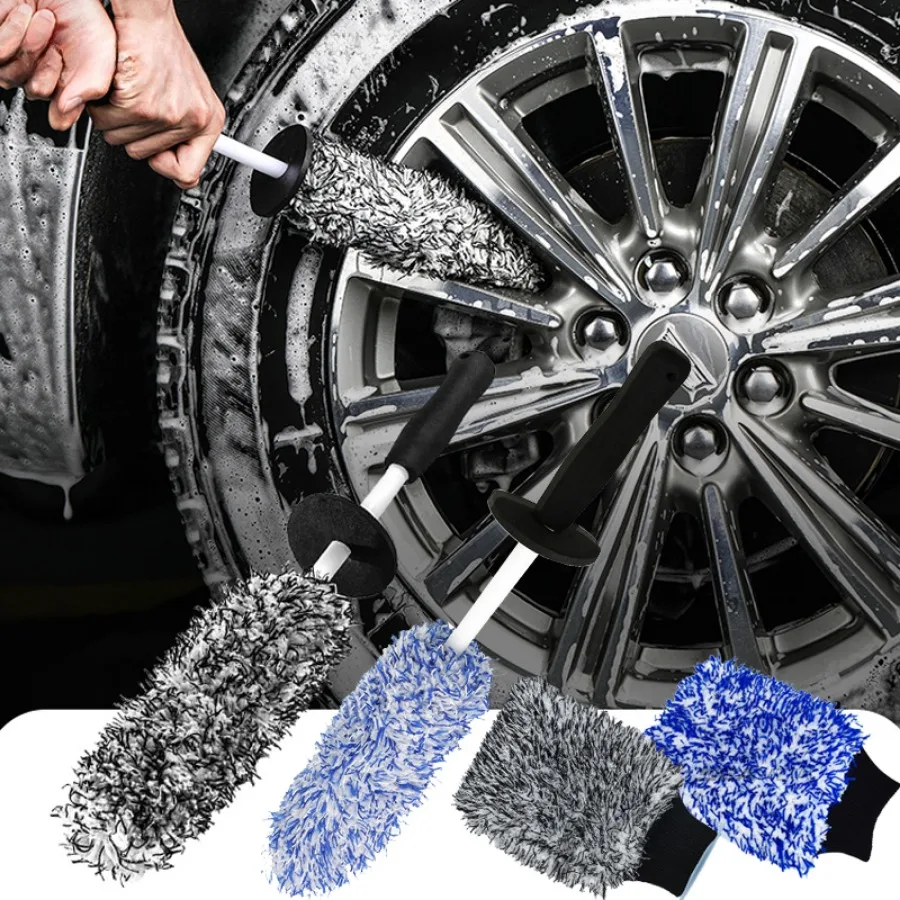 Car Wash Microfiber Wheels Brush Non-Slip Ultra Soft Car Cleaning Gloves Mitt Car Wheel Spokes Brushes Car Accessories