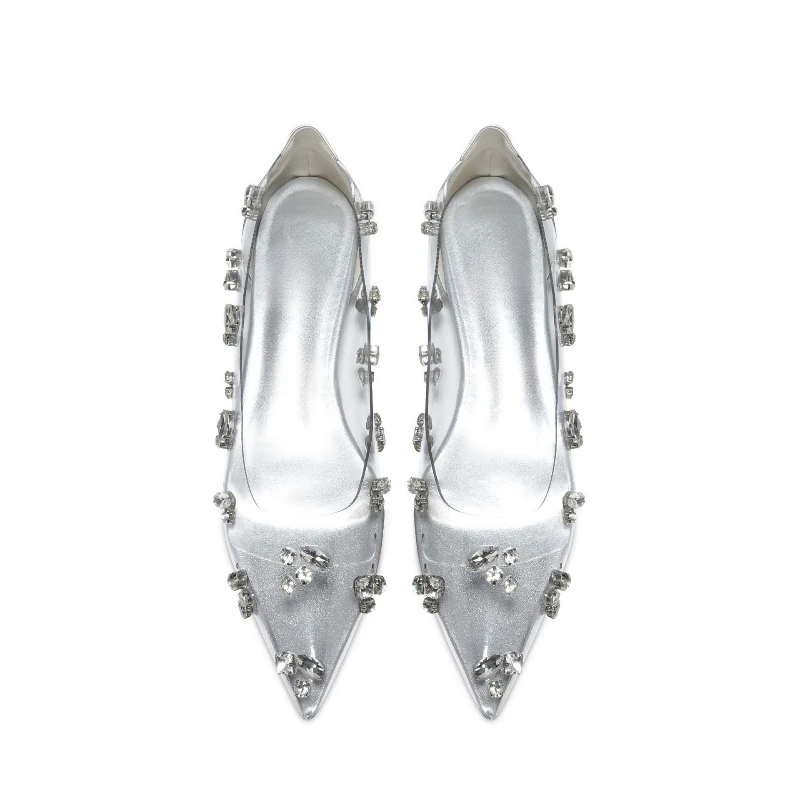 

Корейская версия прозрачных туфель со стразами, женские летние банкетные свадебные туфли на высоком каблуке на плоской подошве