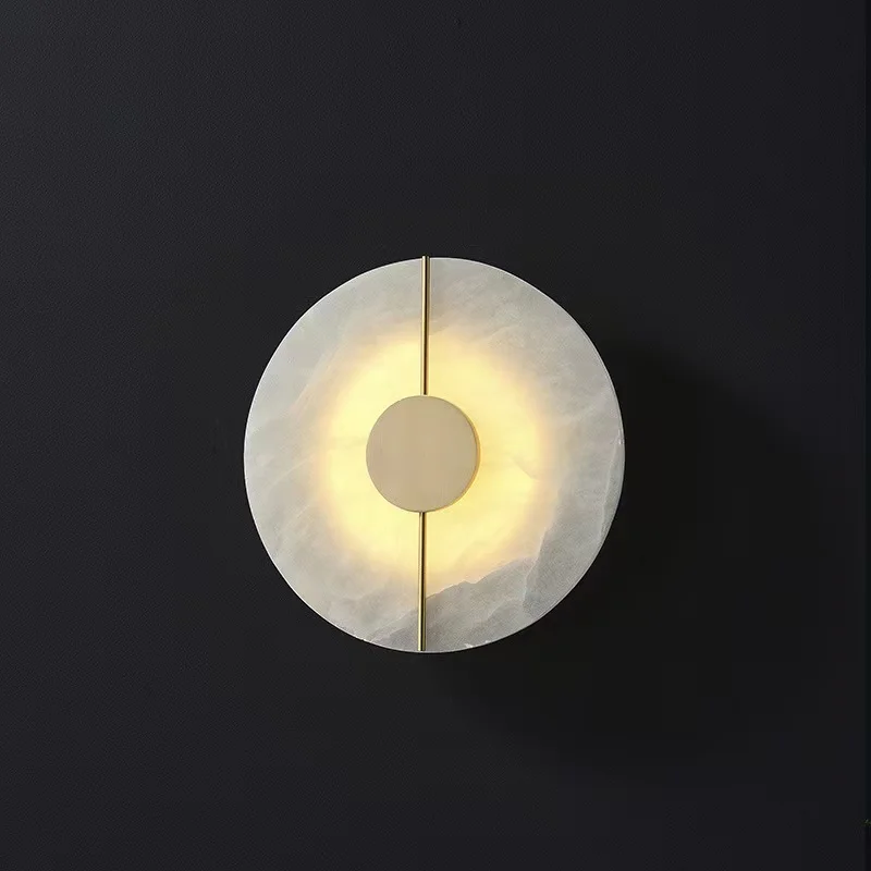 

Nordic Round Marble Wall Lamp Indoor Parlor Aisle Decor Sconce Lamp Minimalist Stair Light Luxury LED Bedside Copper Wall Lights