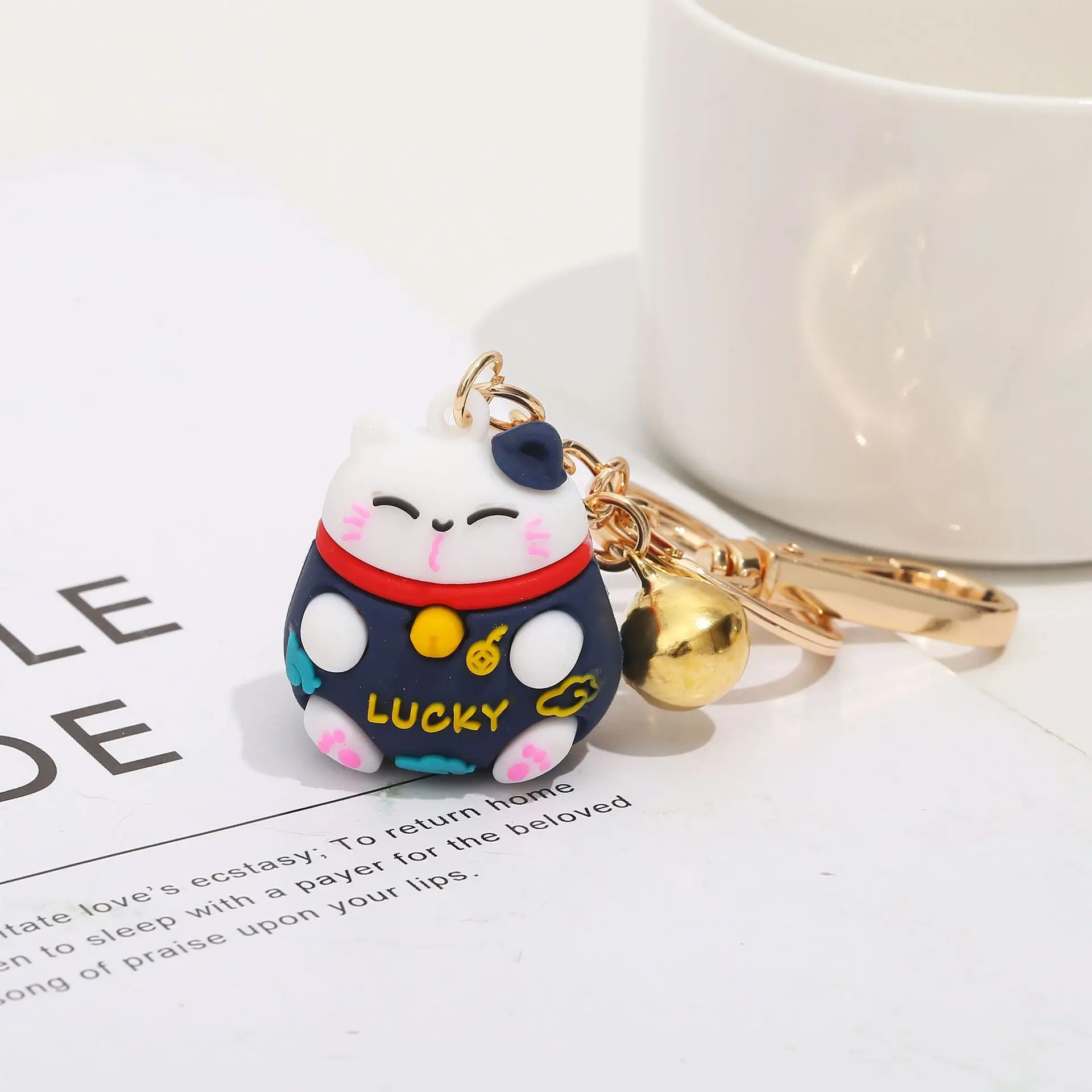 Lucky Cat Chaveiro para Mulheres, Luck Cat Pingente, Chubby Kitten, Lucky Jewelry for Girls, Festa, Pingente Bonito