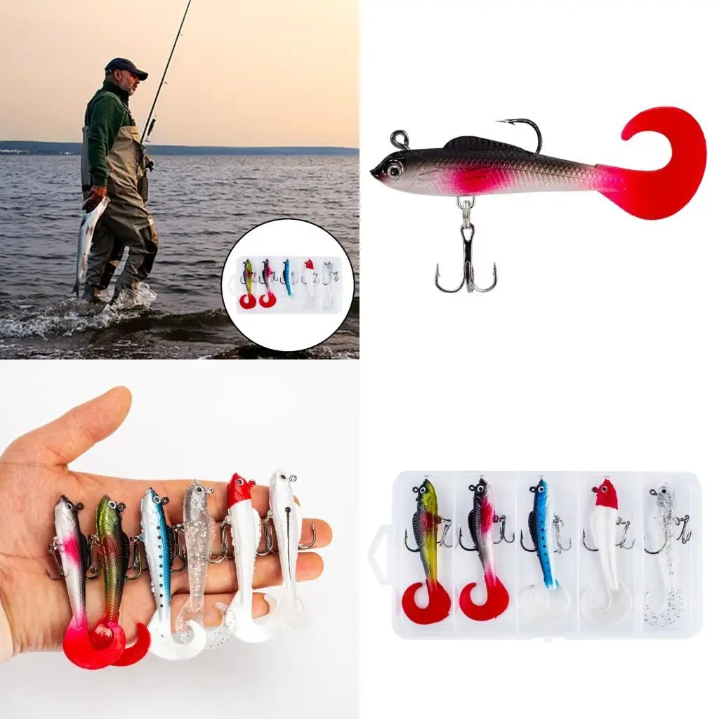 

Y1UC Soft Swimbait Tail Fish Baits with Hook Artificial Plastic Baits Swim tails Fishing Lures Jig Wobblers Enduring