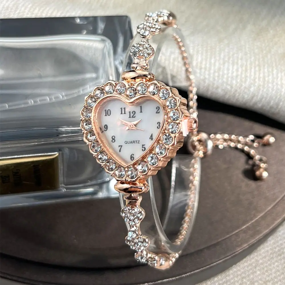 New Quartz Watches Stainless Steel Heart Shaped Watch With Adjustable Bracelet Women Wristwatch Exquisite Wrist Decoration image 5