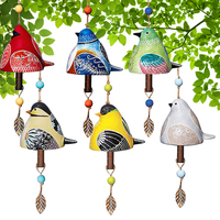 1Pc Hand-painted Resin Bird Song Bell Bird Wind Chimes Chirping Bell Wall Windows Door Hanging Ornaments Garden Courtyard Decor