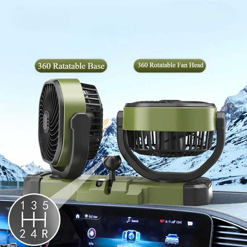 

5V/12V/24V Car Dual-Head Fan Vehicle Cooling Fan 2 Wind Speed 360° USB Cigarette Lighter Fan Summer Cooler