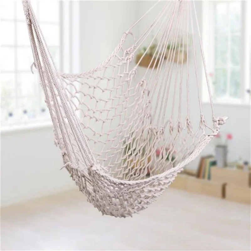 

Hanging Rope Air/Sky Chair Swing beige Hanging Swing Chair Weave Rope Hammock Outdoor Porch Yard Tree Cotton
