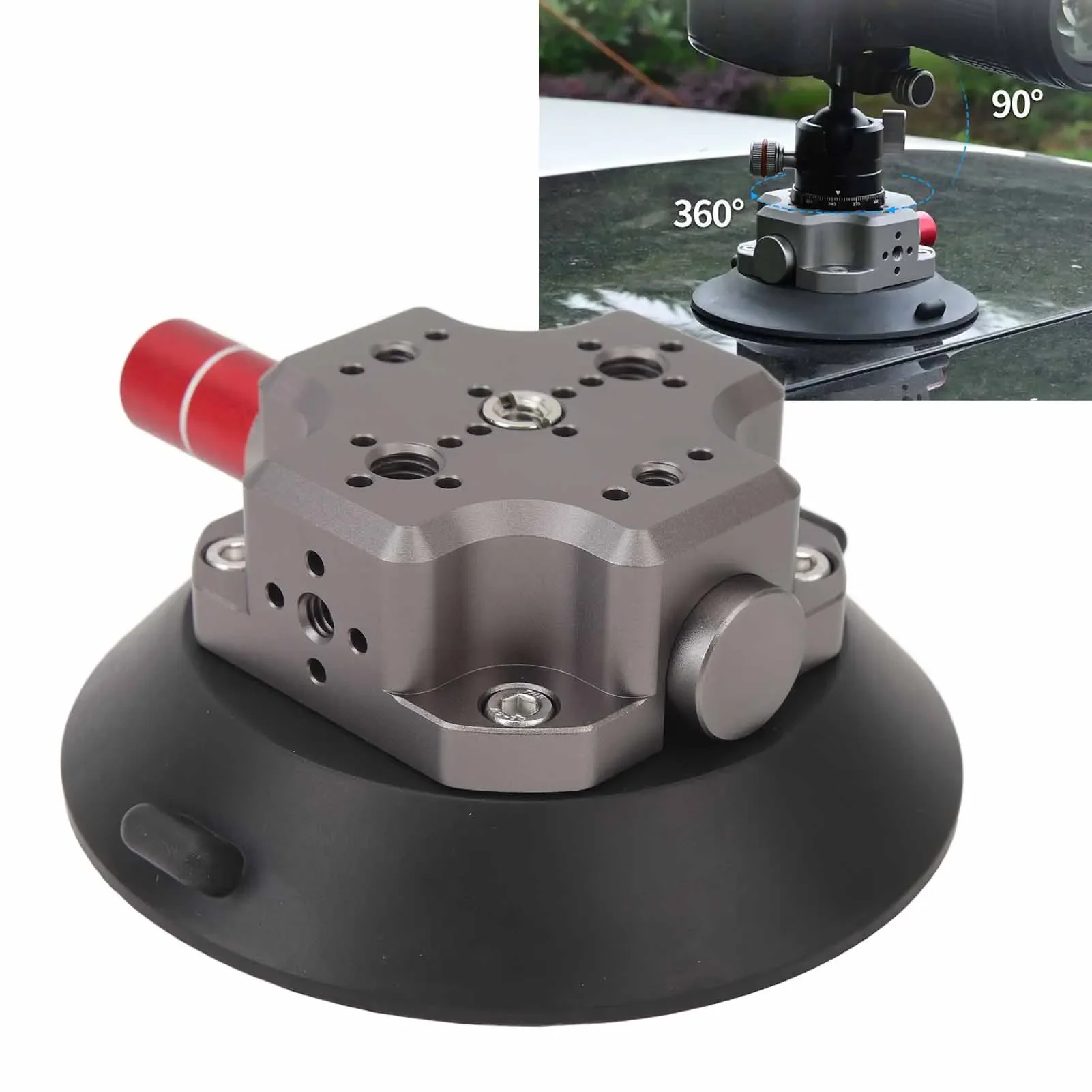 Camera Metal Car Mount Strong Suction Aluminum Alloy and Silicone 1/4 3/8 Inch Screw Hole Suction Cup Camera Mount for Boats