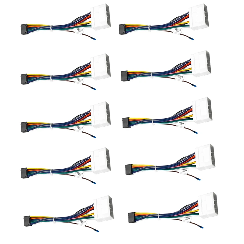 10Pcs Car Audio Radio 16 PIN Wiring Harness Adaptor For Ssangyong Chevrolet Spark Power Cable Plug Head Unit Harness