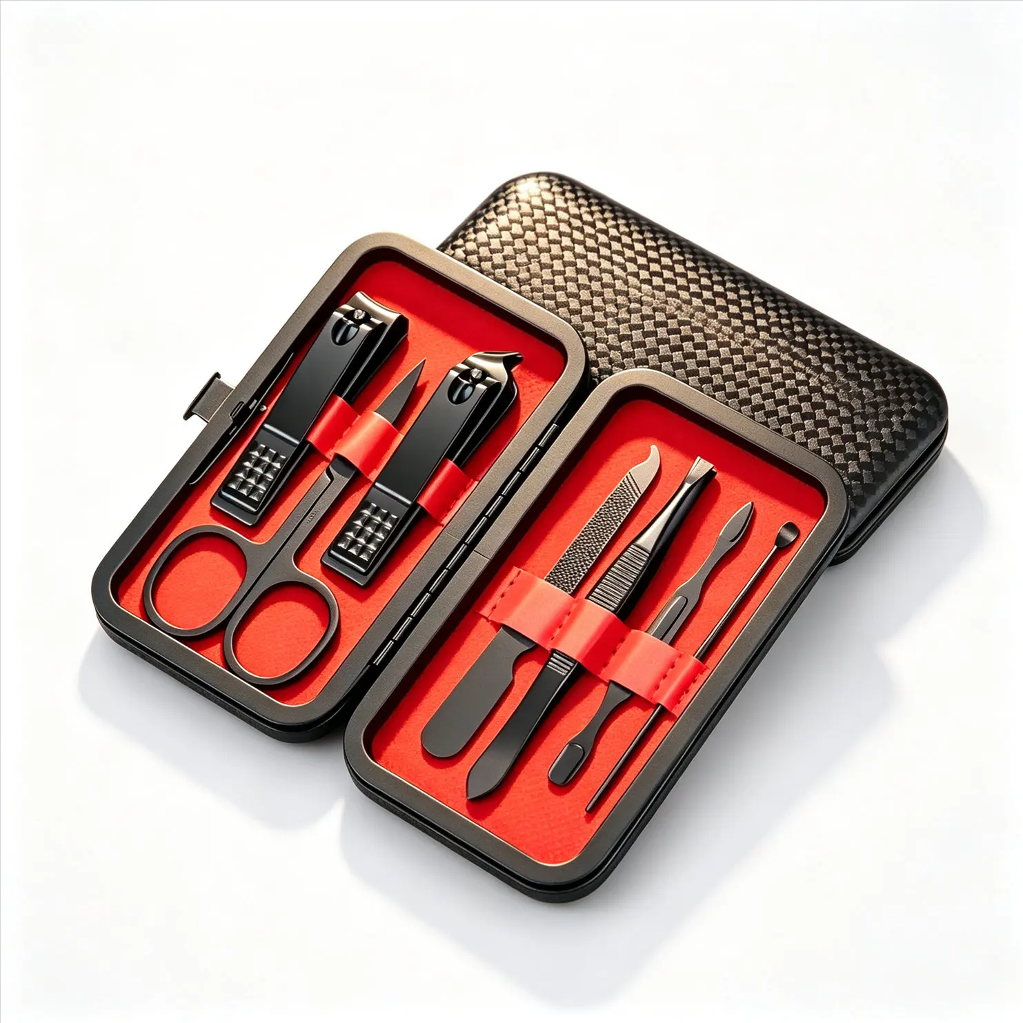 7-piece professional nail tool set, stainless steel nail clipper set, with leather carrying bag