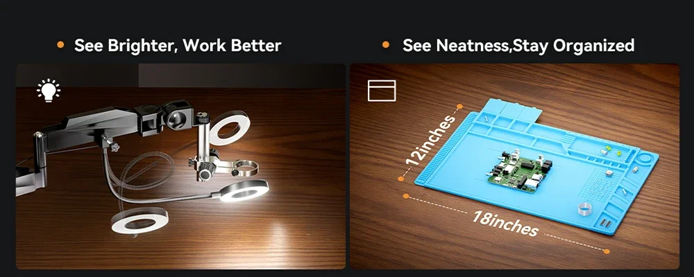 Elikliv EM3K-3D Max 10,1' 3D-Digitalmikroskop mit magnetischer Doppellinse, HDMI 3K, Löt-Mikroskop für Elektronik mit flexiblem Arm – Detail 11