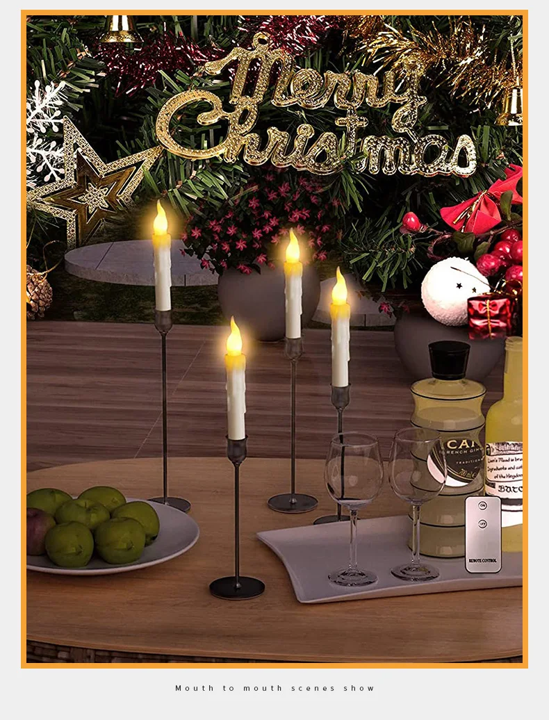 Flameless Ivory Taper Candles Flickering with Magic Wand Remote, Battery Operated Led Warm 3D Wick Light Window Candles Real Wax view 4