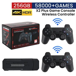 New X2 Plus Game Stick 4K HD Video Game Console 2.4G Double Wireless Controller Game Stick For N64/PSP/PS1/GBA