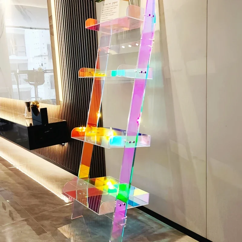 

Colorful acrylic flower stand multi-layer wall vertical bookshelf floor display stand creative display stand art shelf