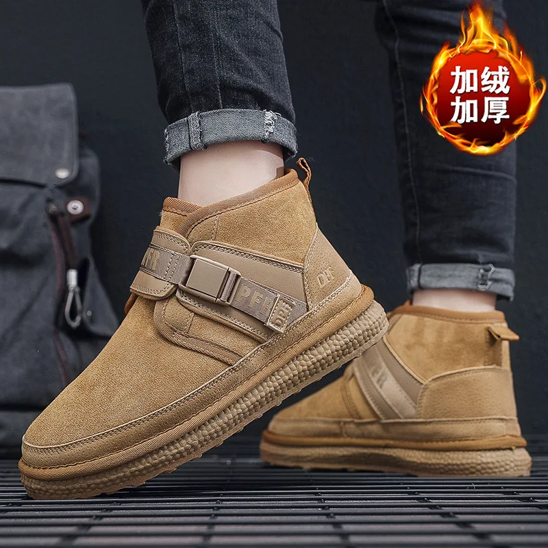 

Fashion Snow Boots for Men Winter Thick Plush Comfortable Casual Cotton Shoes Waterproof Men's High Top Large Size Cotton Boots