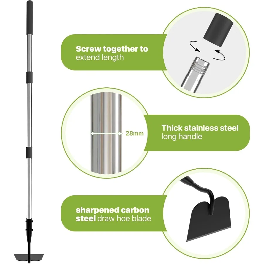 Heavy Duty Garden Hoe for Weeding and Soil Preparation with 5.5 FT Adjustable Long Handle 6inch Wide Welded Blade for Efficient