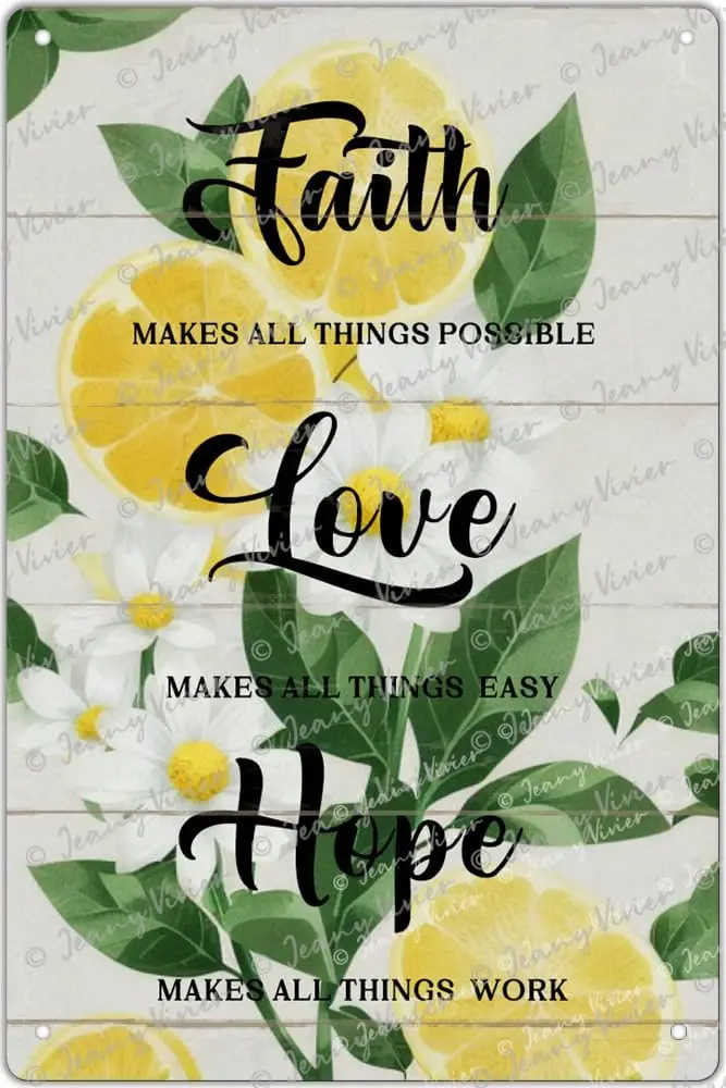 Lemon Decor For Kitchen, Faith Love Hope Metal Tin Sign, Lemons Kitchen Decor And Accessories, Farmhouse Kitchen Vintage Me sign
