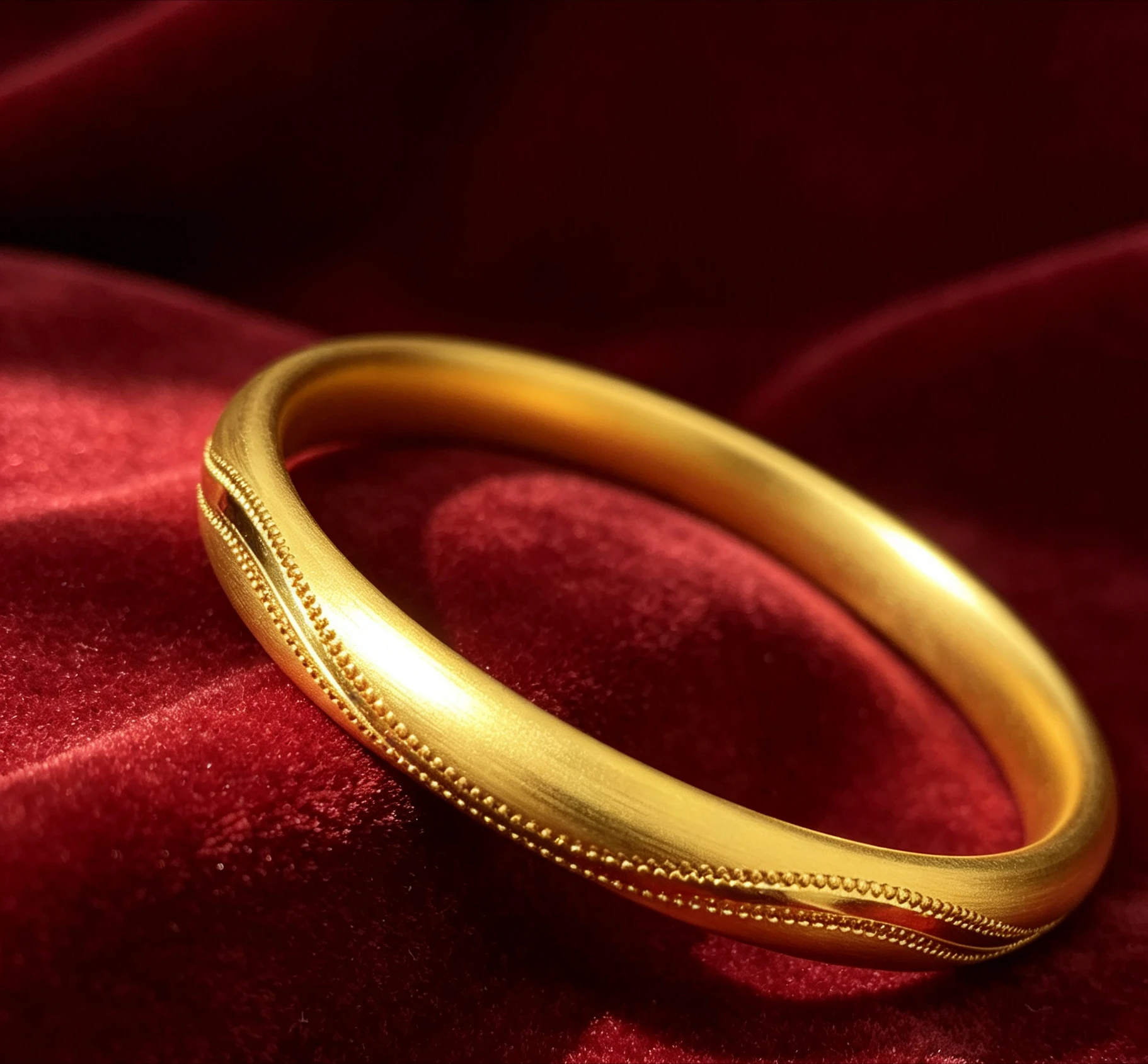 9999 Pure Gold real gold Women's Brushed Wavy Bracelet Solid Closed Bracelet  birthday gift