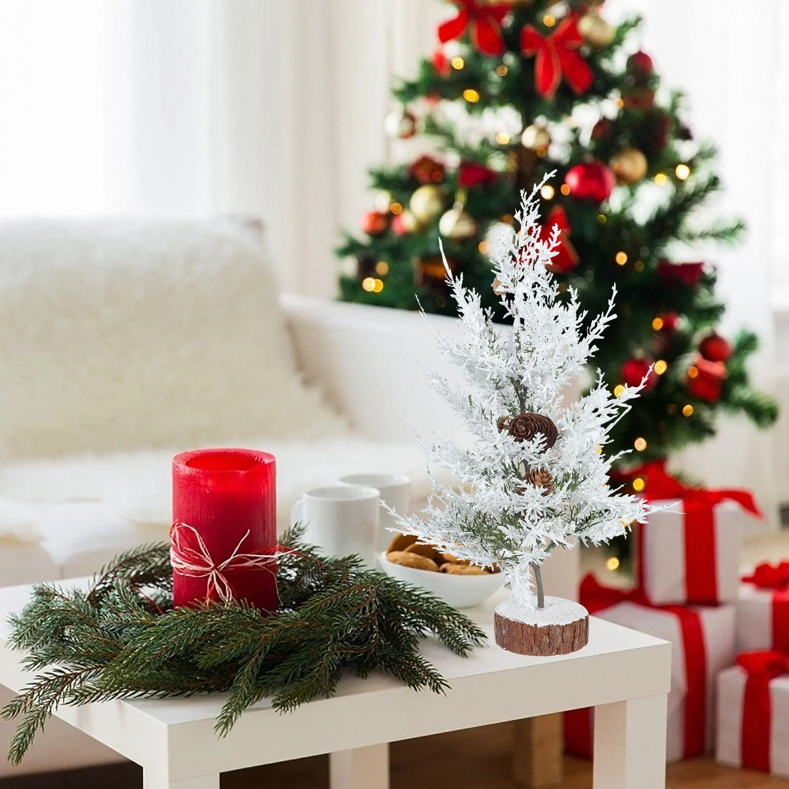 

Mini Christmas Trees Plastic Decor Blue naments Xmas Holiday Mantel Fireplace Miniature Scene Design Home Party