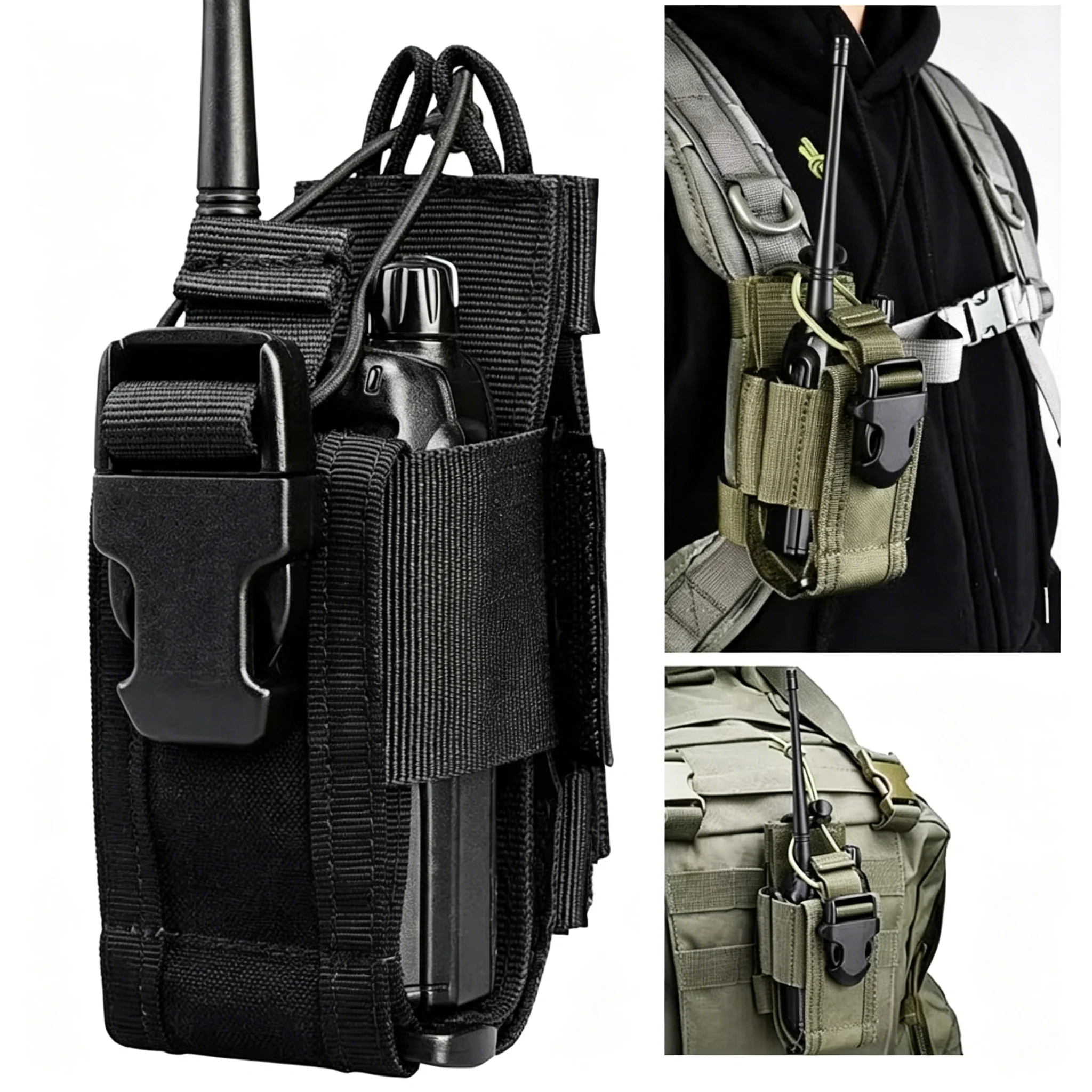 

Tactical Adjustable Walkie Talkie Holder - Outdoor Nylon Molle Radio Pouch for Hunting, Interphone Hanging Bag
