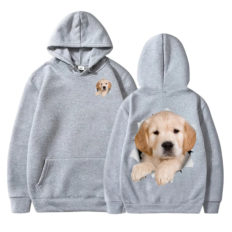 هوديي بنمط كلب للجنسين، مادة صوف دافئة، لهجة زر، مثالية لرحلات الحرم الجامعي في الخريف والشتاء