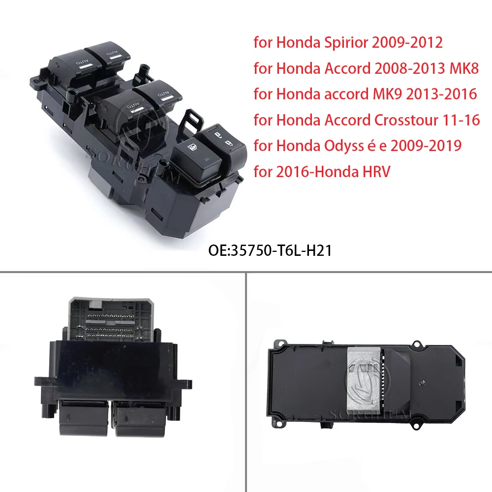 

35750-T6L-H21 for Honda HRV 15-18 Honda Accord 08-13 Honda Odyssey 09-19 Car glass lift mechanism Window controller switch