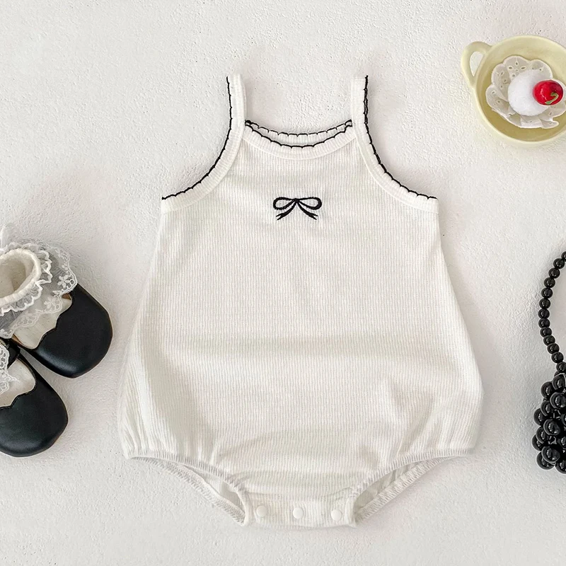 2026 New Summer 0-24M Children Clothes Korean Style Climbing Suit Sleeveless Cotton Newborn Baby Girl Romper