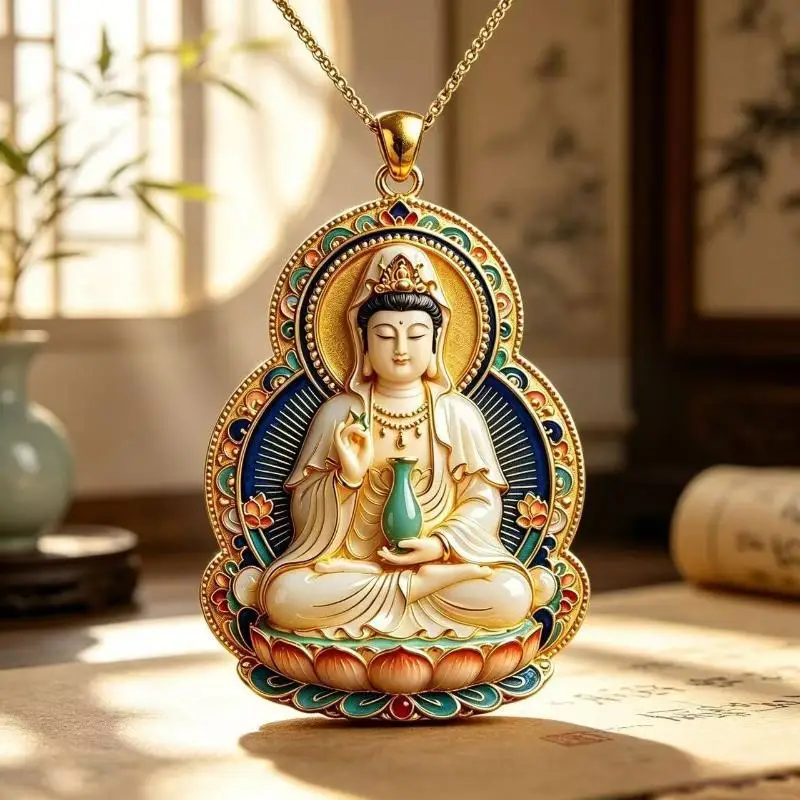 Ethnische Jade-Imitation-Anhänger-Halskette, chinesischer Vintage-Charm-Schmuck für Männer und Frauen, für den täglichen Gebrauch, als Geschenk für Festivals. – Detail 4