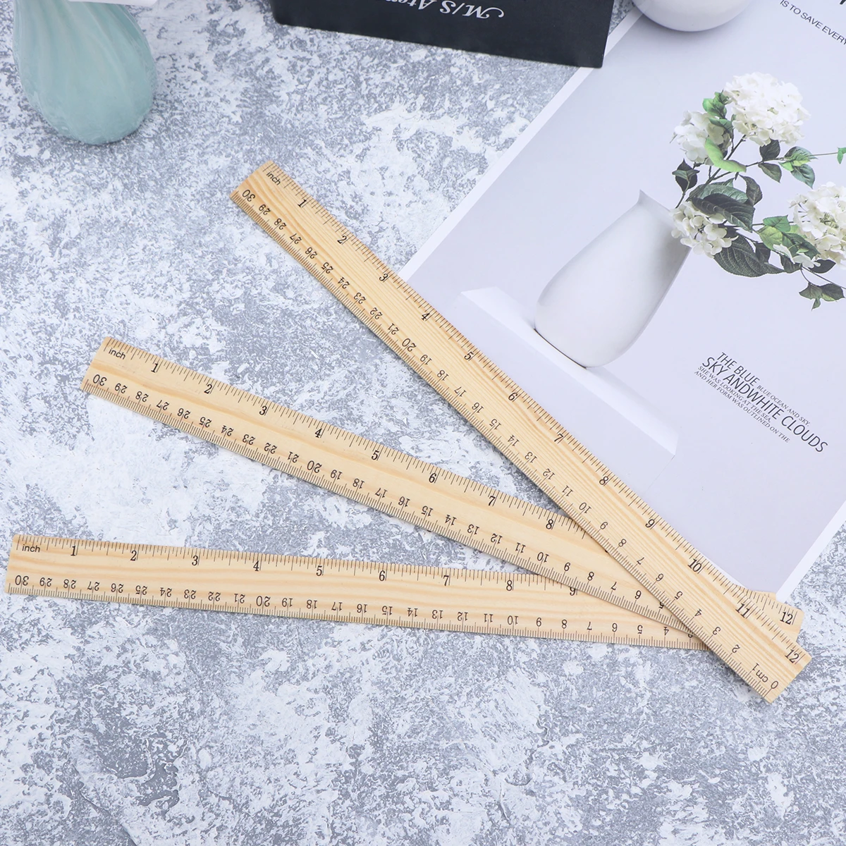 

12pcs Bamboo Ruler Wooden Mechanical H y Sewing Tool Tailoring Yardstick Measuring Craft Perfect Size Easy Storage Beautiful