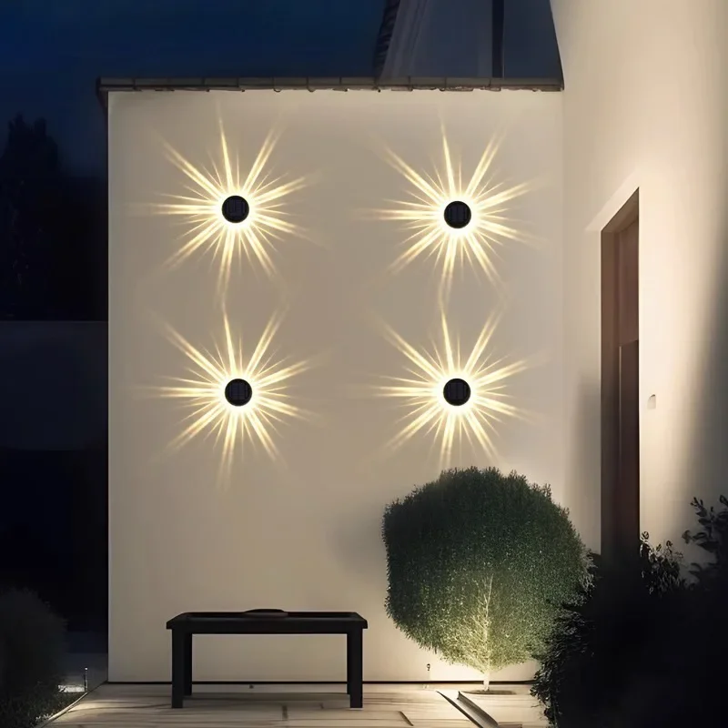 Popular Sunflower Pattern Outdoor Solar Wall Light, Wireless Waterproof Personalized Courtyard Small Wall Light