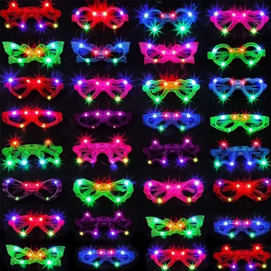 

10/20/50/100Pcs LED Glasses Light Up Eyeglasses Glow Glasses Glow in the Dark 6 Neon Colors for Kids Adults Wedding Party Favors