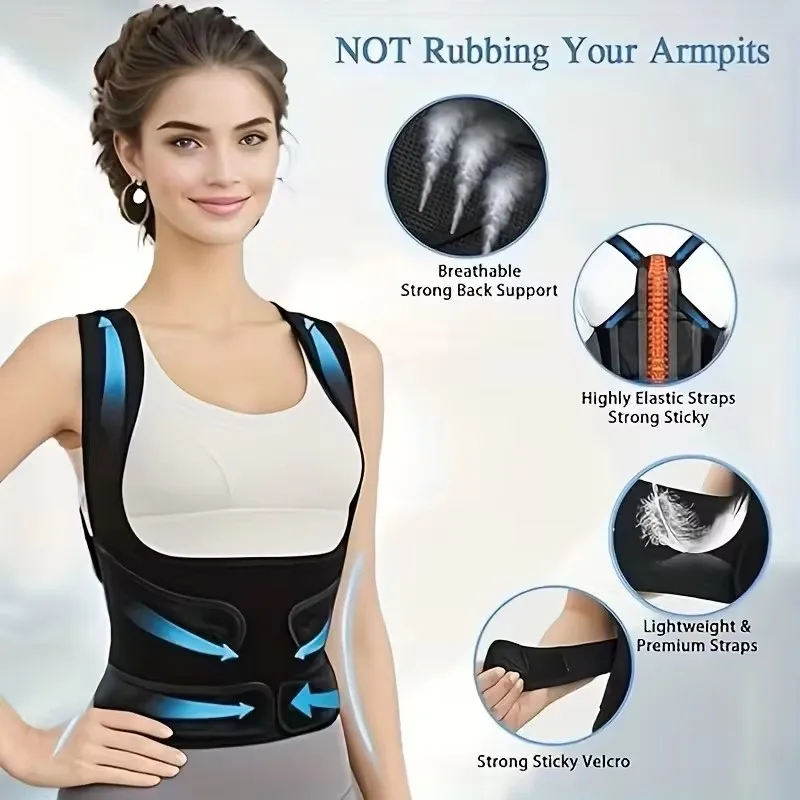 Men's And Women's Styles, Adjustable Back Posture Strap, Suitable for Female Posture Back Support, Posture Support Provides Support And Shaping for The Neck Strap Accessories, A Pair Of Shoulder Pads