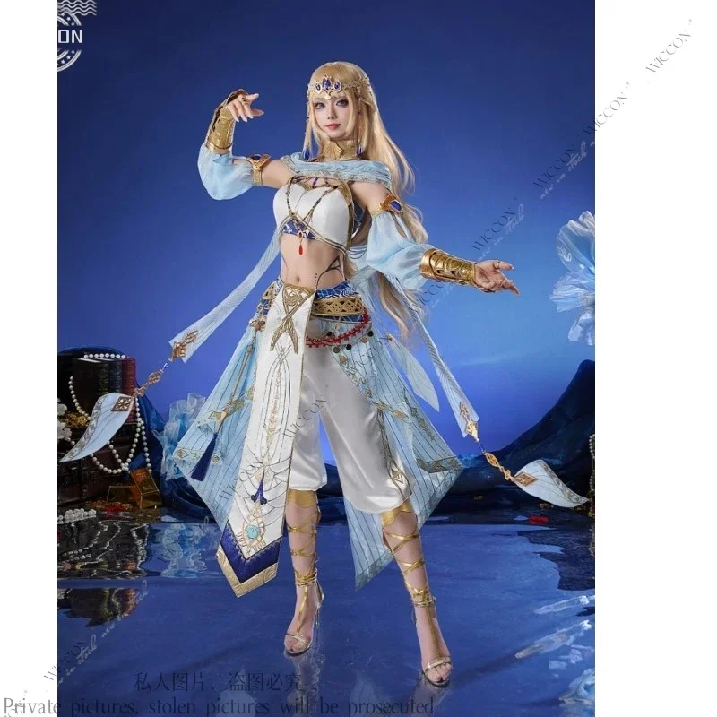 Love And Deep Space Game God of The Tides Cosplay Costume Companion Outfit Dress Headscarf Tattoo Stickers Earrings Accessories