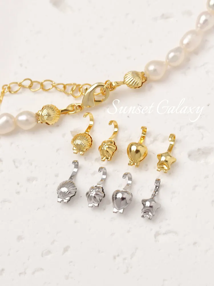 18K Gold Filled Star Heart Shell Charms End Hook Clasp Bean Buckle For DIY Bracelet Necklace Beading Jewelry Findings Supplies