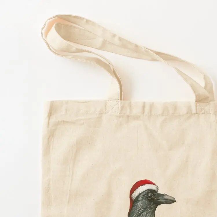 Santa Crow Tote Bag Canvas bag for women Fabric bag shopping bags woman 2025