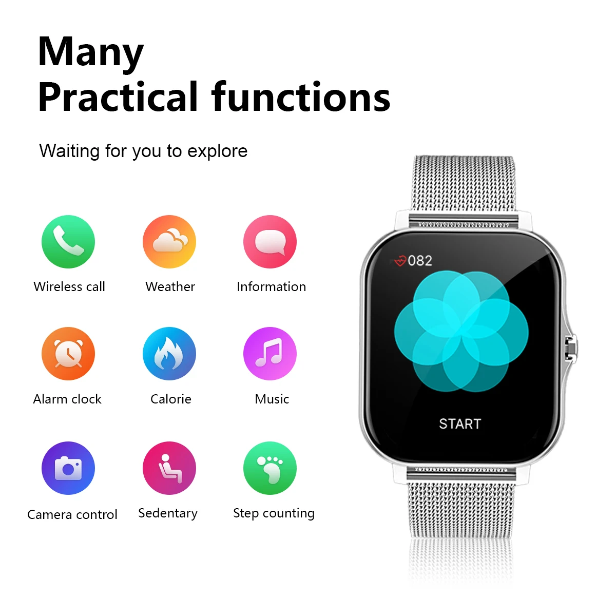 Smart watch wireless calling/dial Sport mode calling reminder and rejection fitness monitoring for iPhone/Andriod