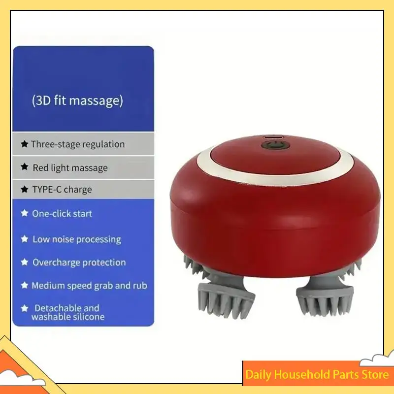【تخفيضات كبيرة】مدلك رأس من السيليكون الناعم، سرعة قابلة للتعديل لتدليك فروة الرأس، ضوء أحمر للعناية بالشعر لوظيفة العجن