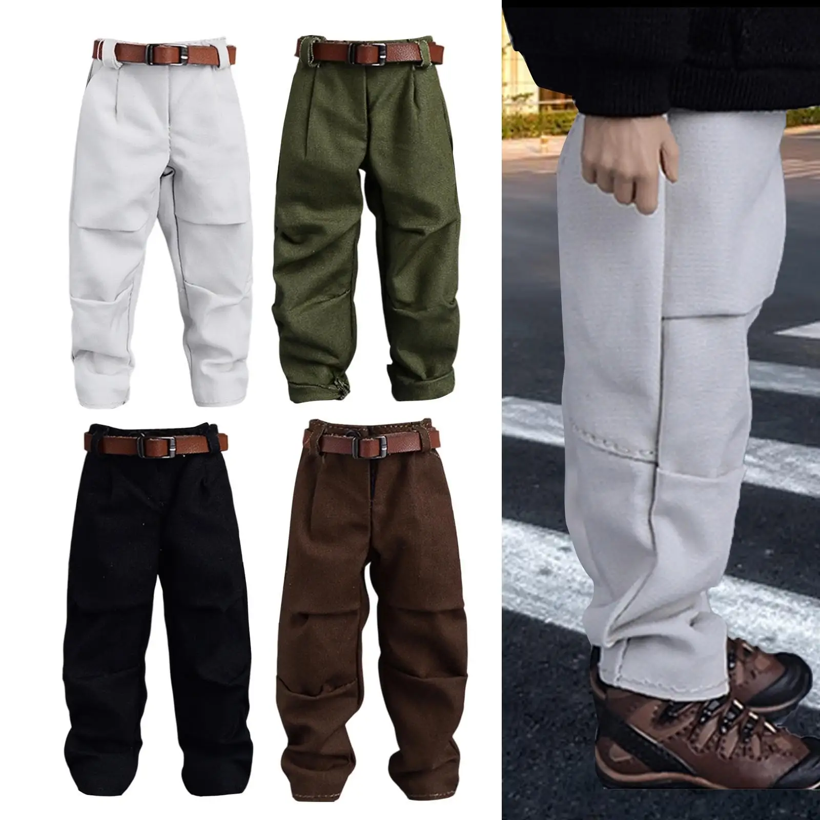 1:12 スケールハーレムパンツとベルト、アクションフィギュア服、カジュアルミニチュア人形コスチューム 6 インチアクションフィギュアアクセサリーコスチューム用