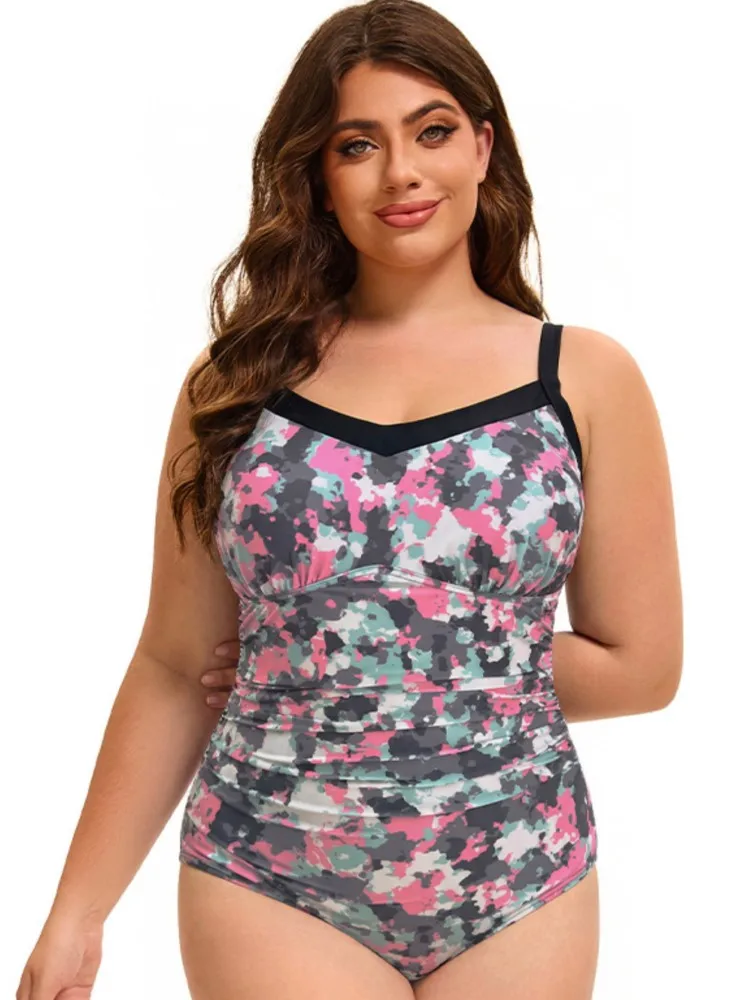 

Купальник-бикини больших размеров XL-5XL с высокой талией, пуш-ап, для женщин, летний, с эффектом утяжки живота, комплекты бикини больших размеров