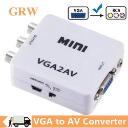 VGA to AV Converter HD 1080P VGA to RCA/AV Adapter With 3.5mm Audio Output VGA To RCA Video Converter For PC Computer Laptop TV