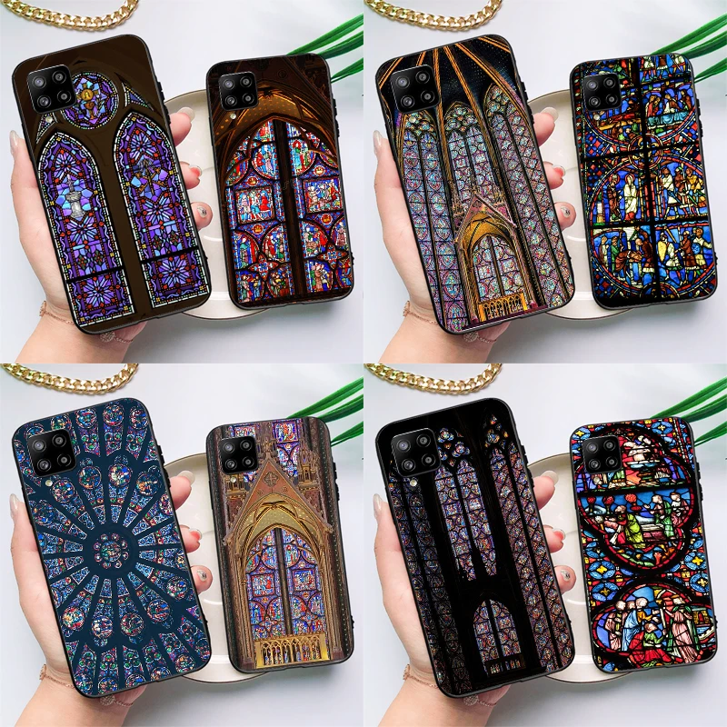 church gothic Sainte-Chapelle Stained Case For Samsung Galaxy A54 A34 A21S A12 A22 A32 A52 A72 A13 A33 A53 A73 A51 A71 A14 Cover