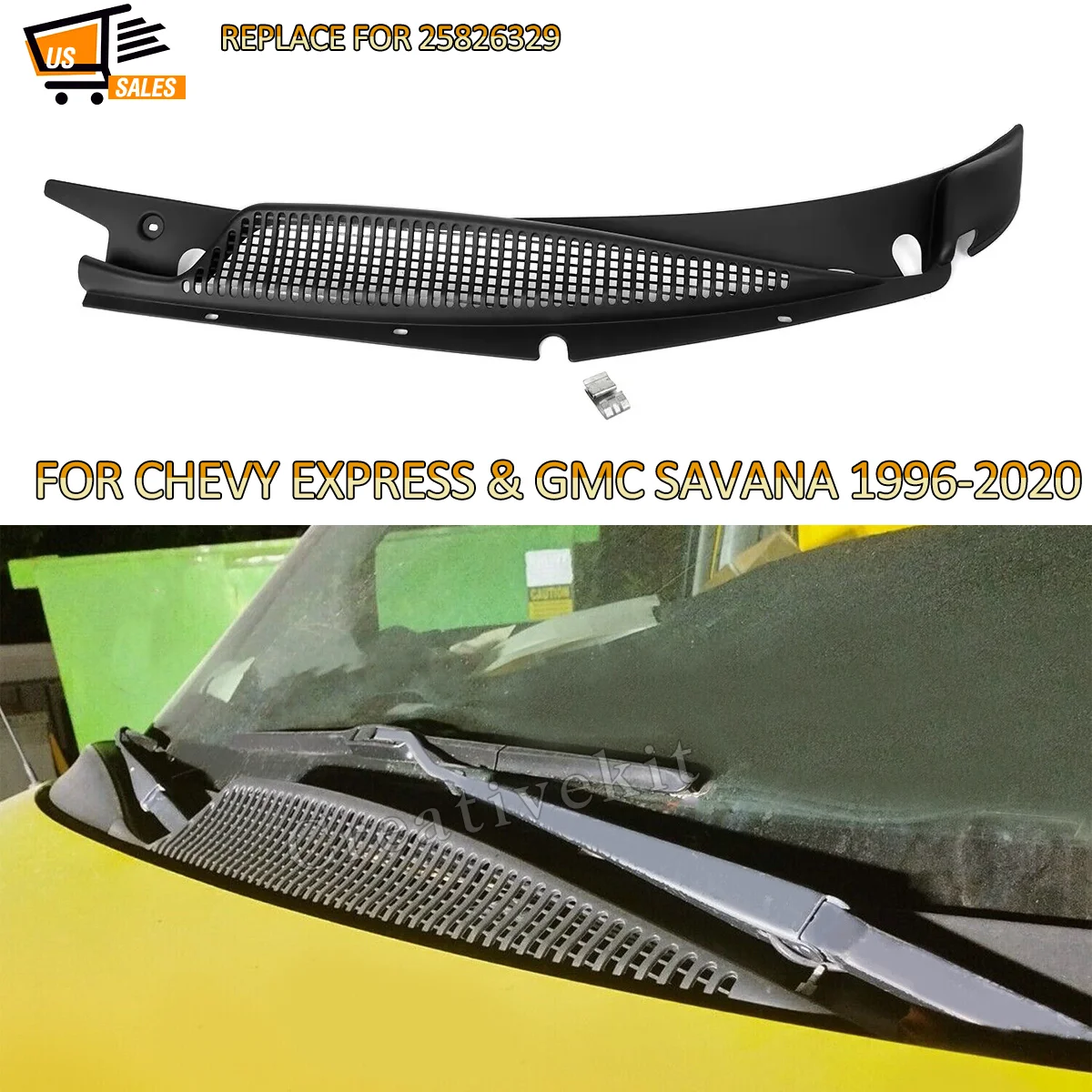 25826329 Replace For Chevy Express Savana 1996-2020 Windshield Wiper Cowl Vent Windshield Cowl Grille Left Hand Driver Magickit