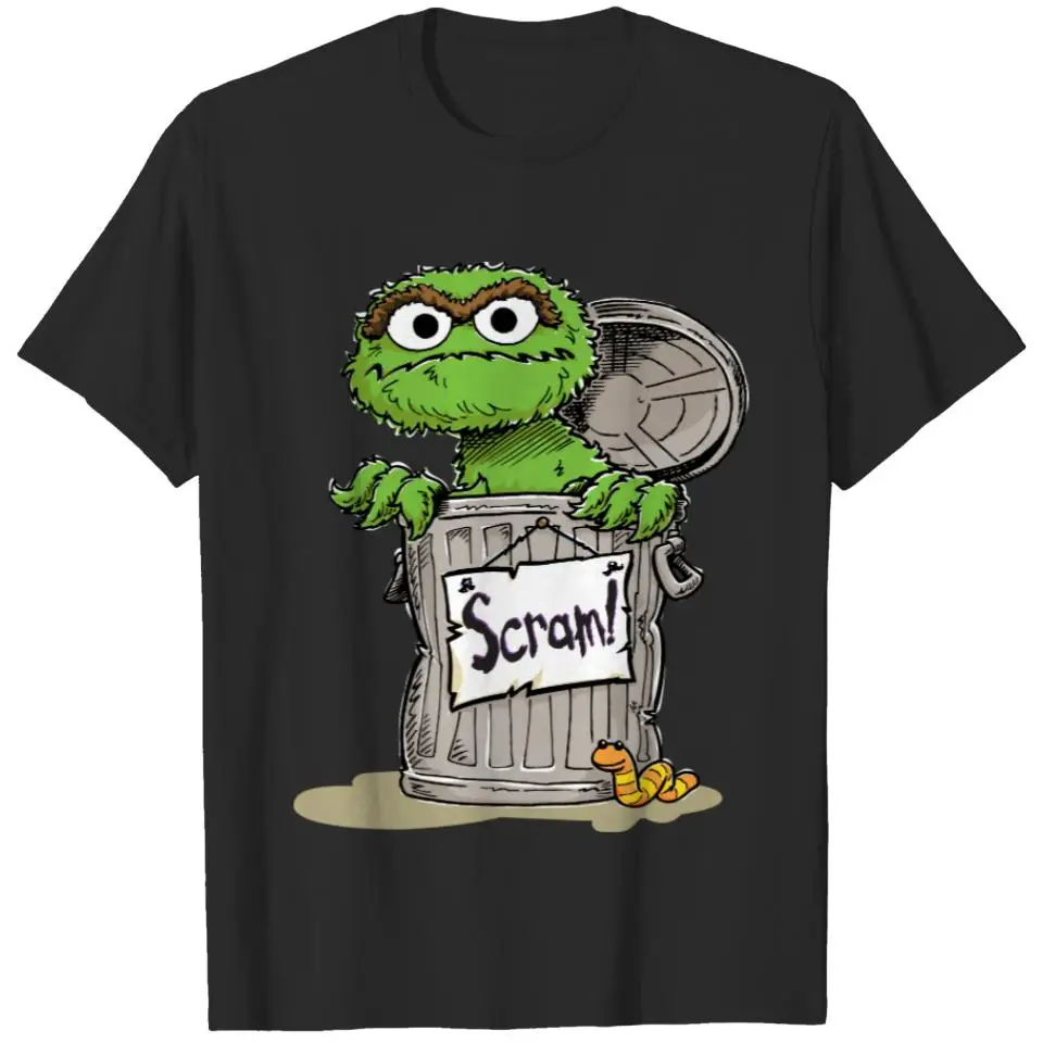 

Футболка Oscar the Grouch Scram, классические футболки большого размера из 100% хлопка с забавным рисунком