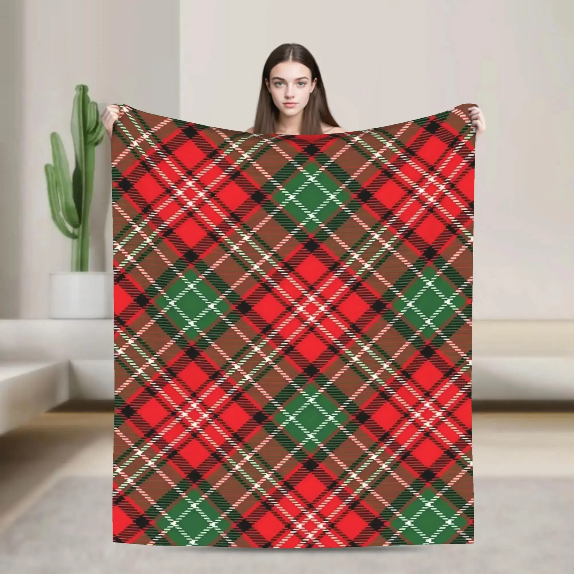 

Праздничное красное клетчатое мягкое одеяло из фланели и плюша для дивана, кровати, гостиной, пикника, домашнего декора