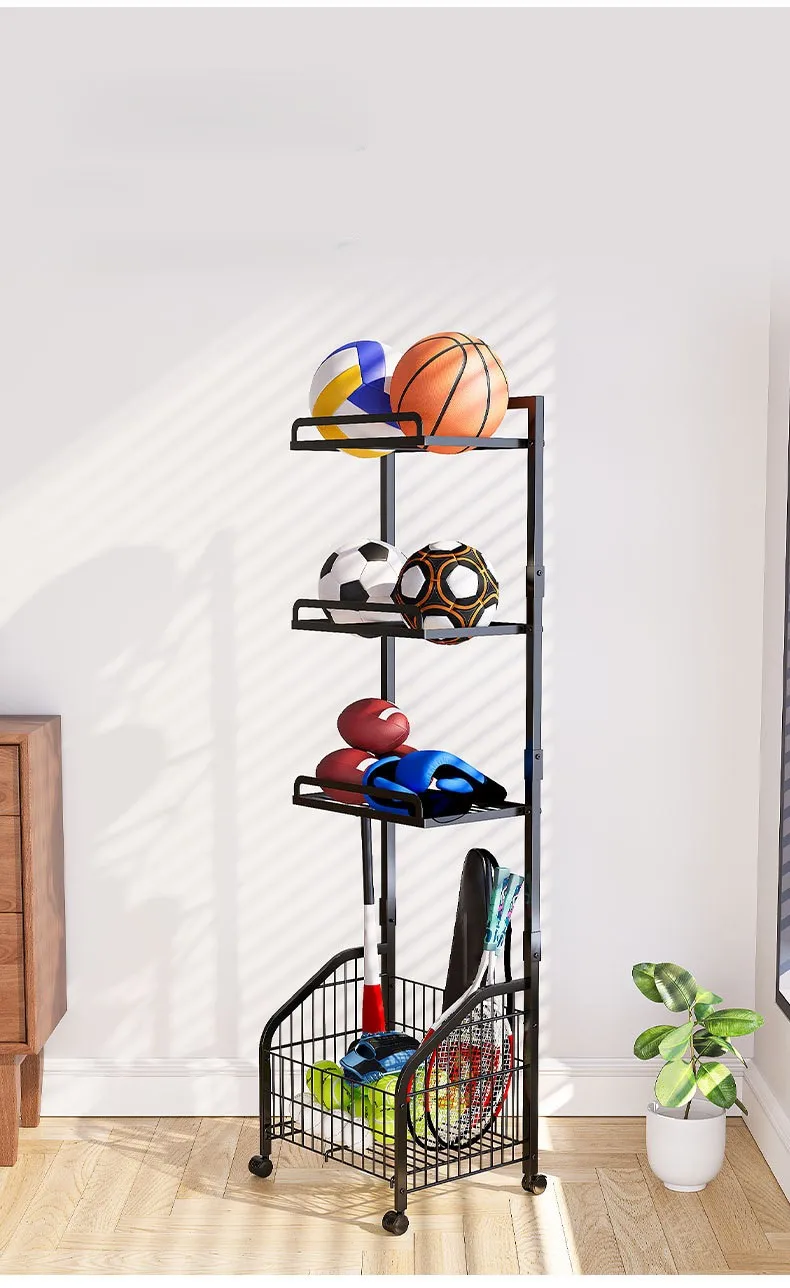 가정용 다층 금속 농구 및 축구 공 정리대 바닥 설치형 보관 바구니 공 정리대