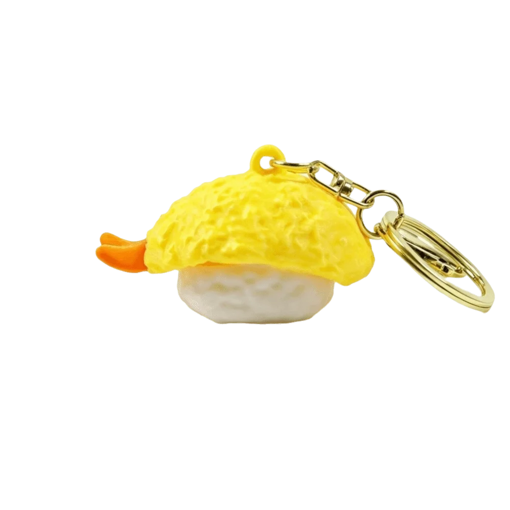 Sushi 3D Printed Clicker Keychain Cute Simulation PLA Fidget Key Ring Eco-Friendly Multi Styles Stress Relief Bag Pendant