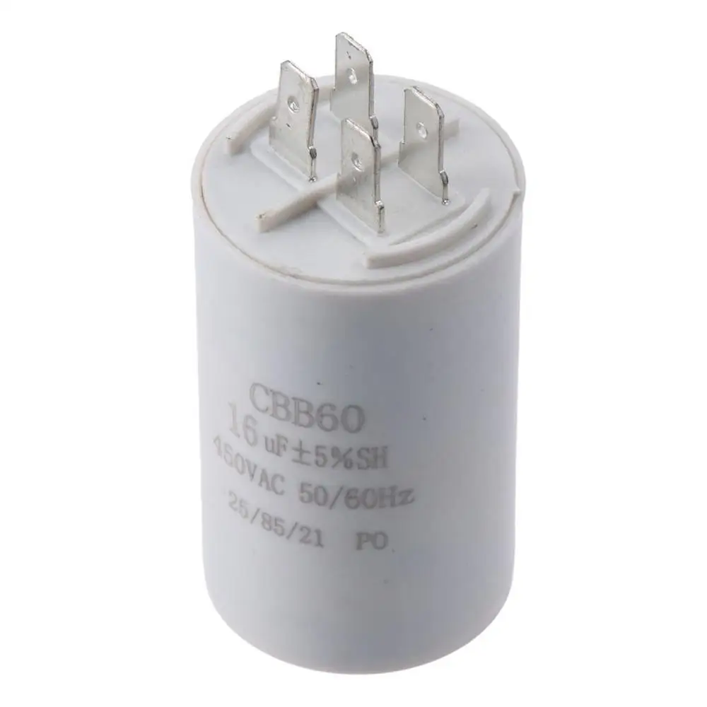 CBB60 Run Capacitor 16uF 450V AC Double Insert 50/60Hz Cylinder 72x40mm White for Air Compressor Water Pump Motor