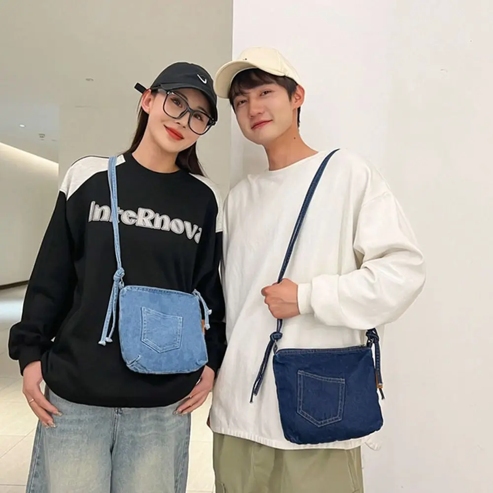 

Portable Y2K Denim Canvas Bag Street Style Large Capacity Vintage Handbag Shopping Bag Solid Color Solid Crossbody Bag Outdoor