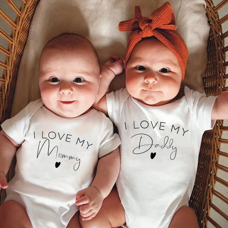 I Love My Daddy/Auntie/Mommy/Uncle Newborn Baby Bodysuits Infant Cotton Short Sleeve Jumpsuit Baby Boys Girls Rompers Clothes