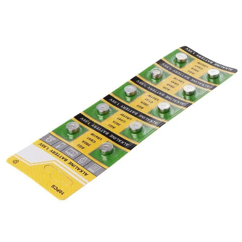 E56B 10PCS 셀 코인 알칼리 배터리 AG3 1.55V 버튼 배터리 SR41 192 L736 384